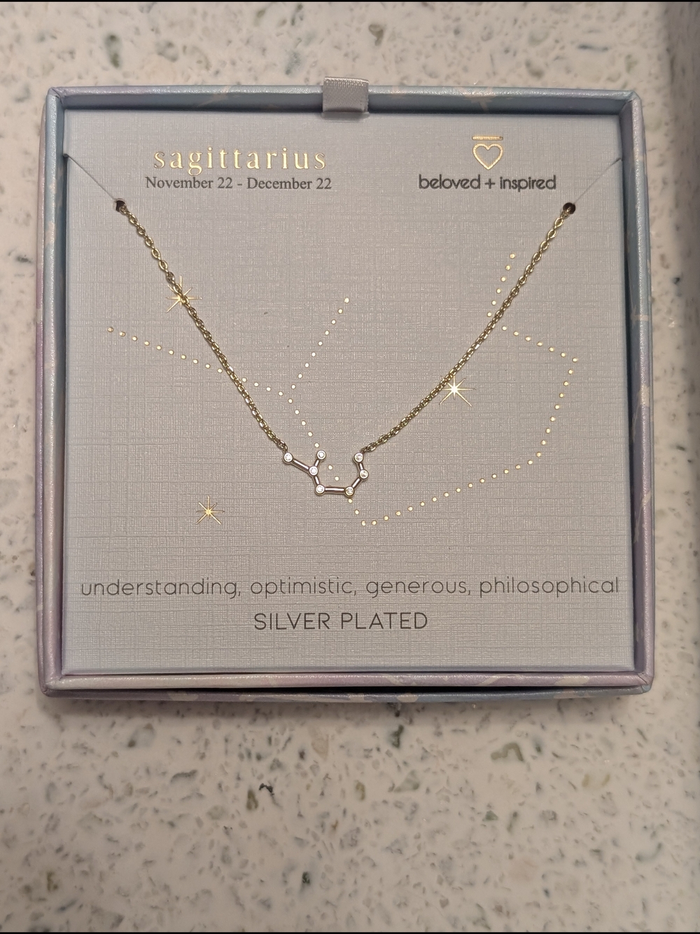 Sagittarius Silver Plated Constellation Necklace in Gold
